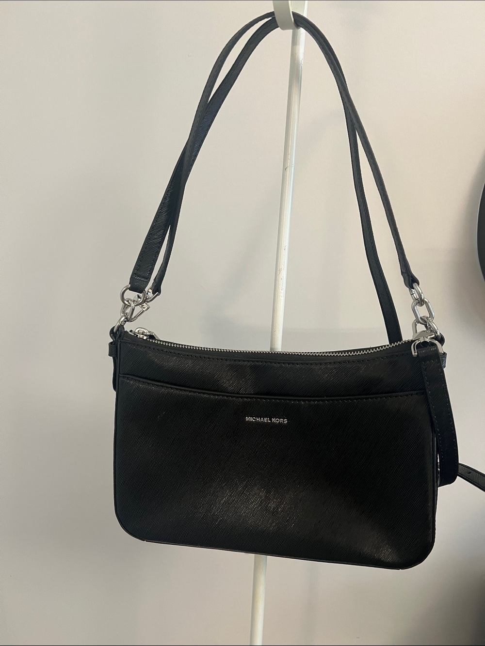 Michael Kors Black Leather Double-Strap Shoulder Bag